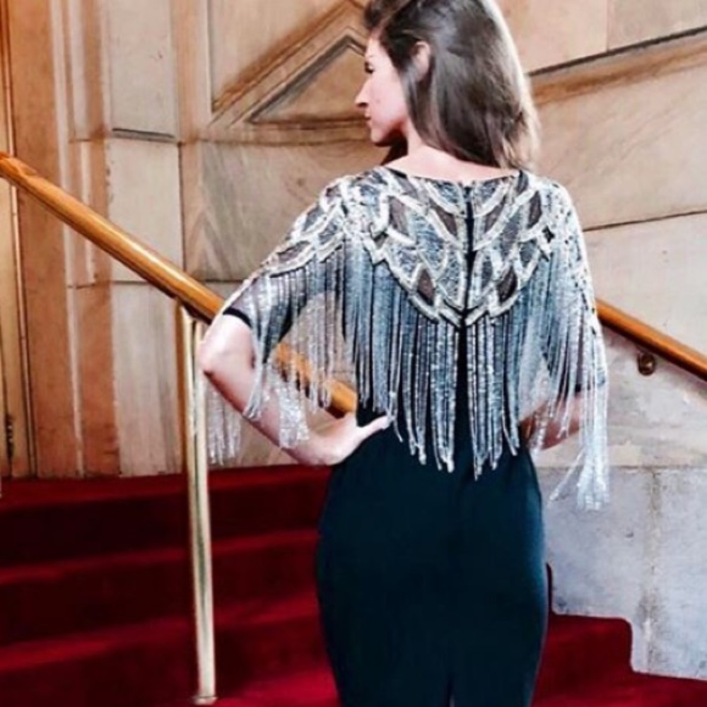 Aidan Mattox Embellished Beaded Fringe Gown - Picture 2 of 4